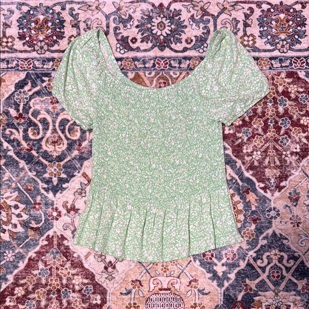 Green Floral Women's Top